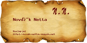 Novák Netta névjegykártya